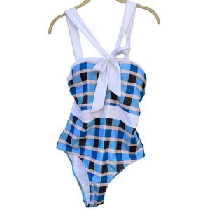 ModCloth Plaid Retro Classic One Piece Swim Suit
